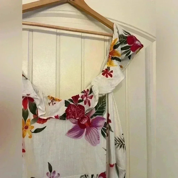✨️Old Navy woman's white floral Hawaiian Tropical Print Dress Size XXL - Picture 2 of 4